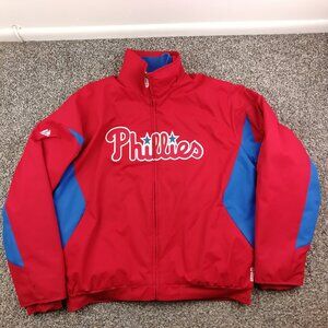 Philadelphia Phillies Jacket Majestic Therma Base Dugout Fleece Mens Large